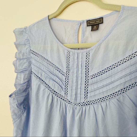 J.Crew Point Sur Eyelet Flutter Sleeve Top - Picture 4 of 7